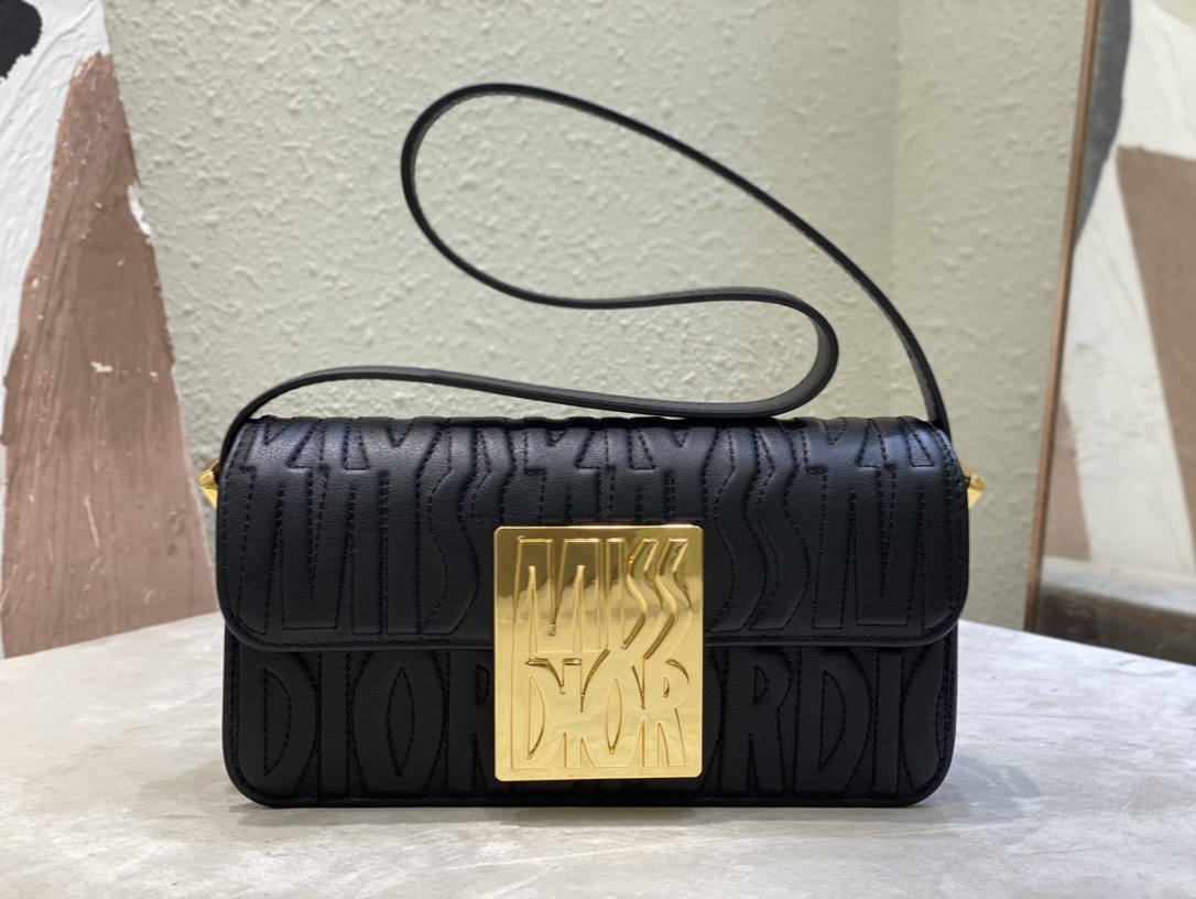 Miss Dior Flap Bag Black Quilted Miss Dior Allover Calfskin